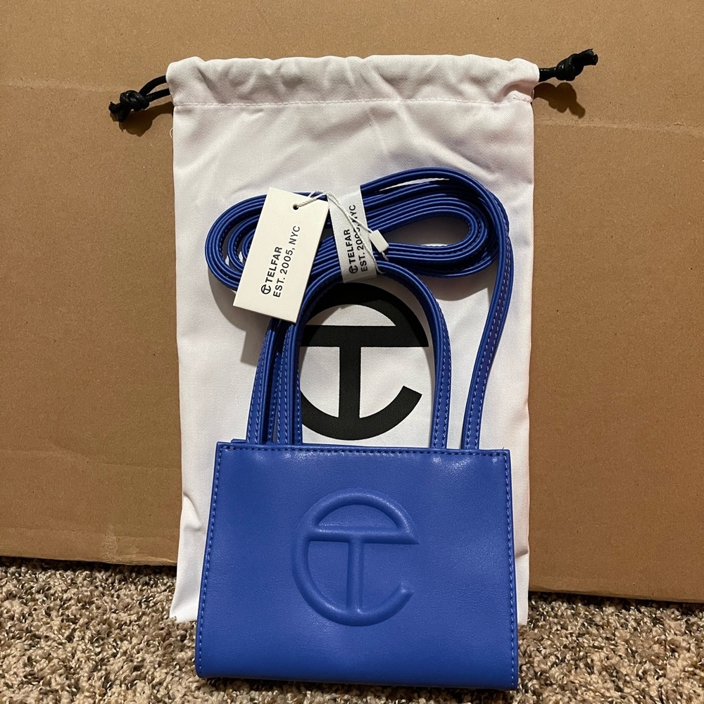 BRAND NEW TELFAR SMALL BLUE PAINTERS TAPE HANDBAG